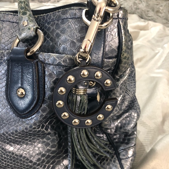 Coach Metallic Blue Python Purse - Picture 3 of 7